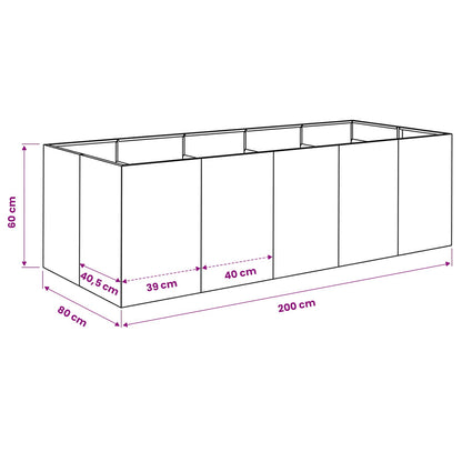 Vaso da giardino Nero 200 x 80 x 60 cm | homemem39