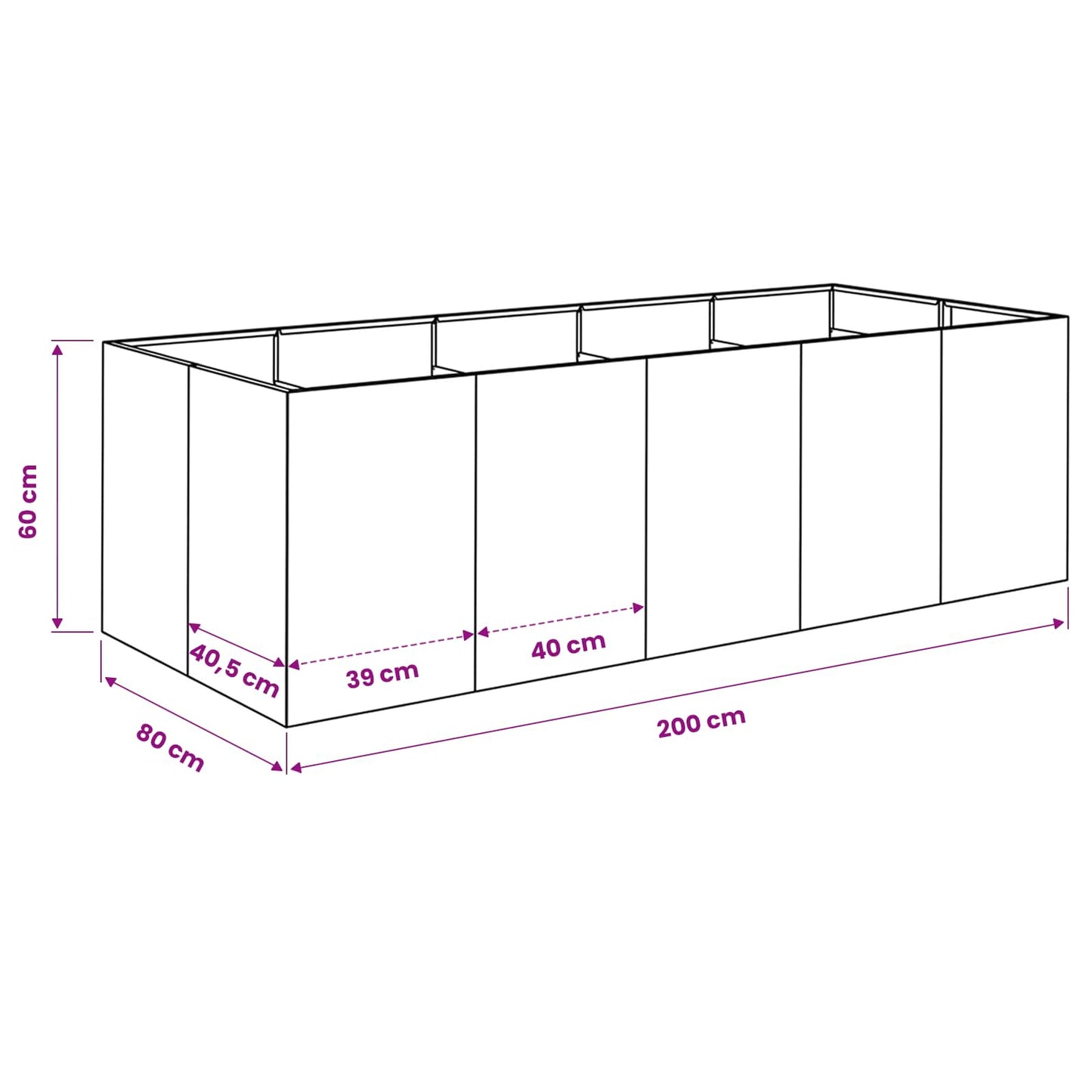 Vaso da giardino Verde Oliva 200 x 80 x 60 cm | homemem39