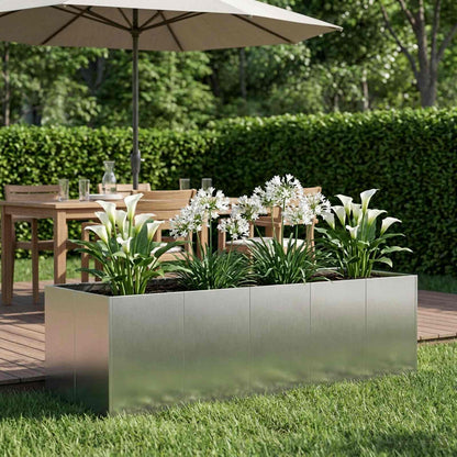 Vaso da giardino Argento 200 x 80 x 60 cm Acciaio Inox | homemem39