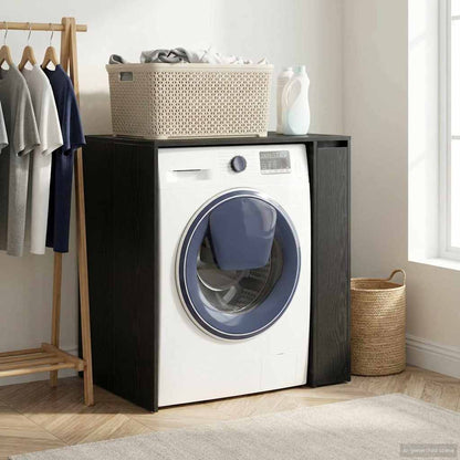 Mobiletto per lavatrice con porta Rovere Nero 87 x 60 x 89 cm | homemem39