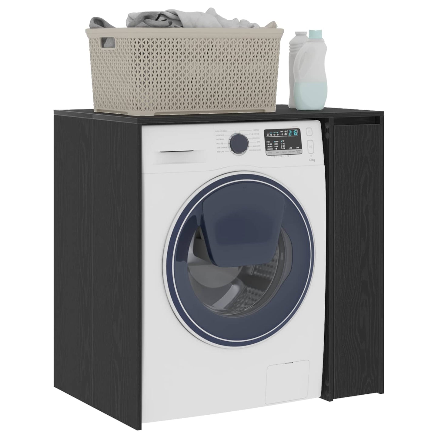 Mobiletto per lavatrice con porta Rovere Nero 87 x 60 x 89 cm | homemem39