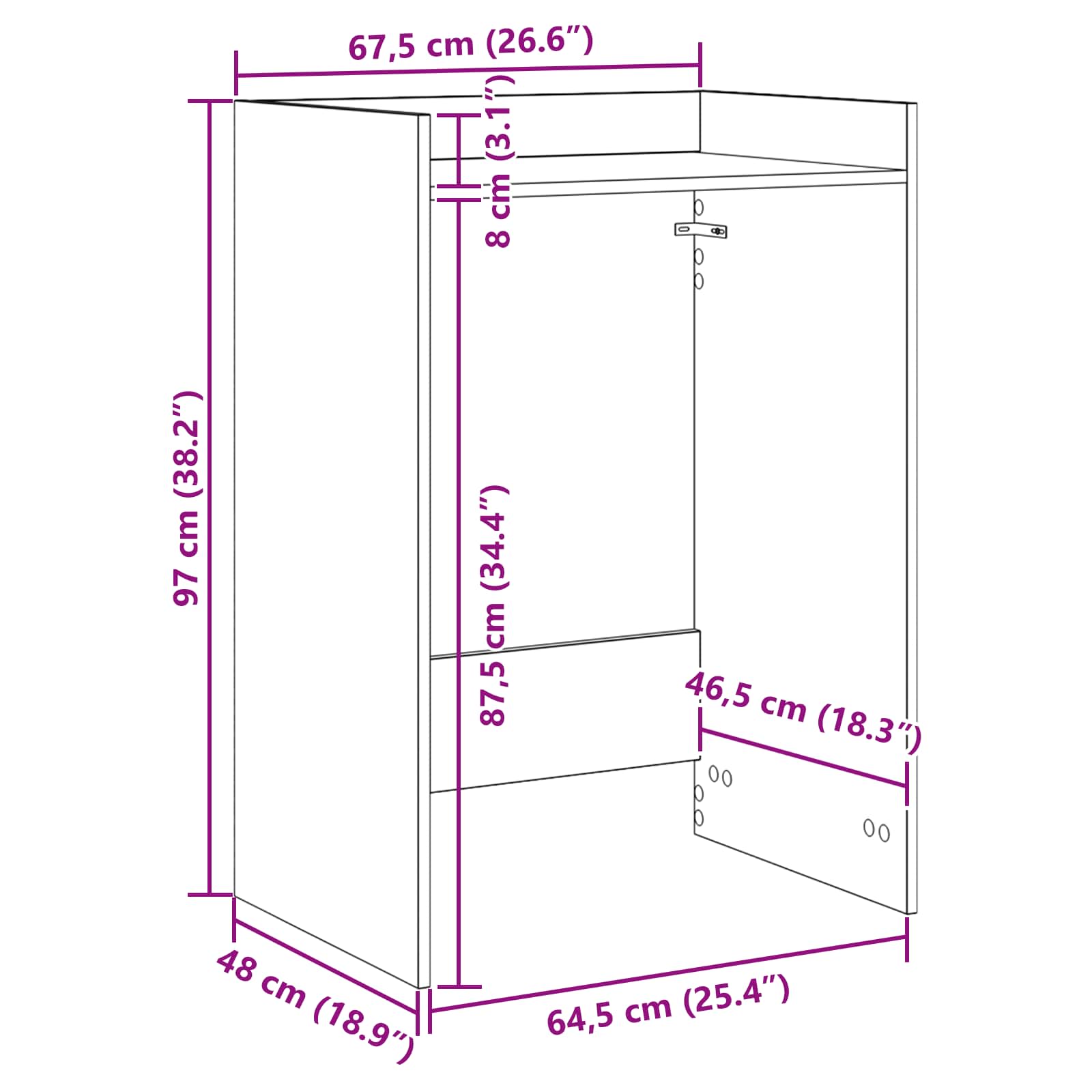 Mobiletto per lavatrice Sonoma 67,5 x 48 x 97 cm | homemem39