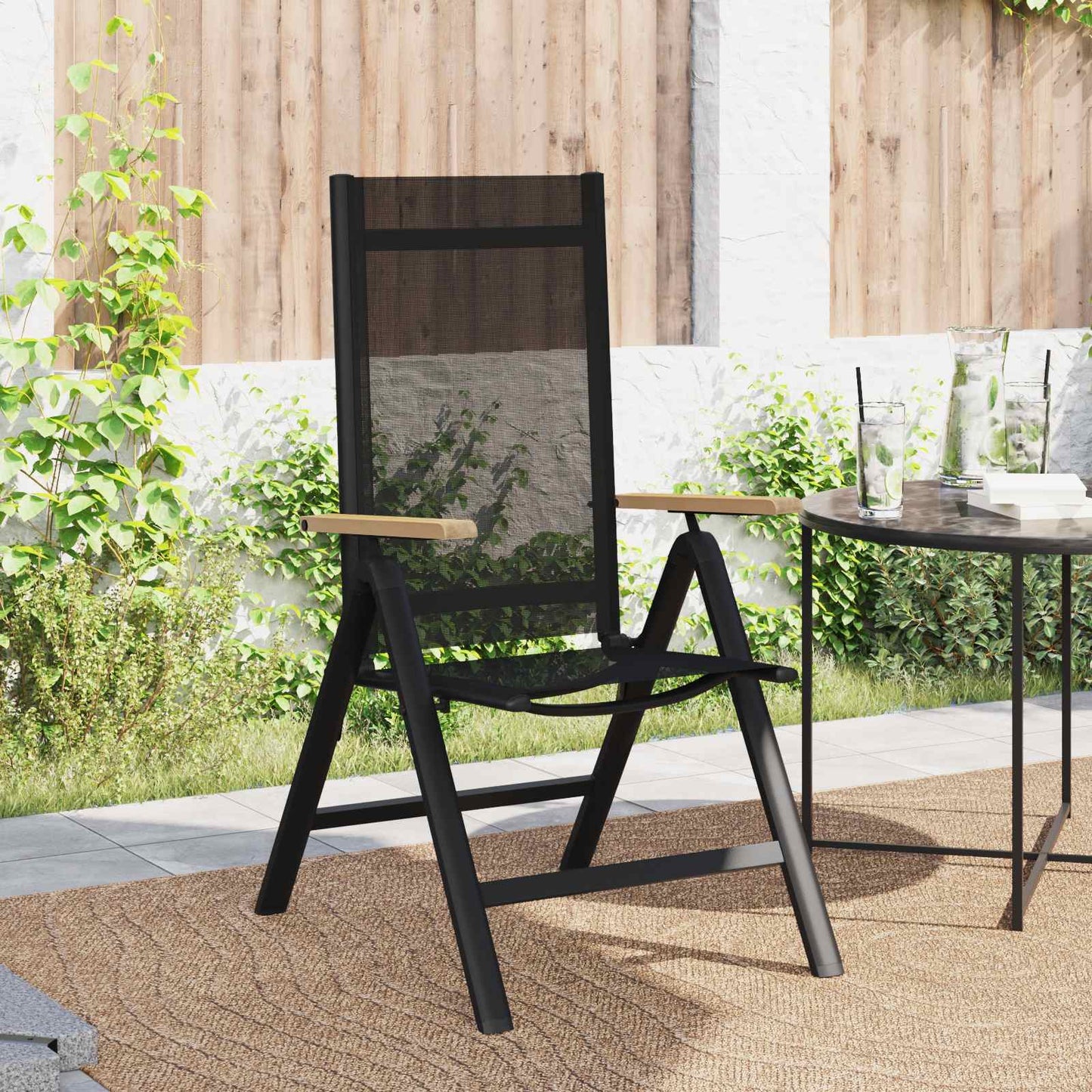 Sedie da giardino reclinabili 2 pcs Nero 58 x 73 x 111,5 cm | homemem39