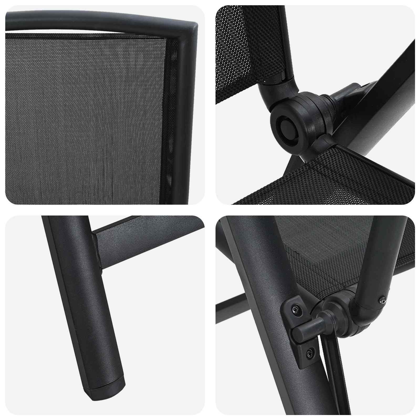 Sedie da giardino reclinabili 2 pcs Nero 58 x 71 x 112 cm | homemem39