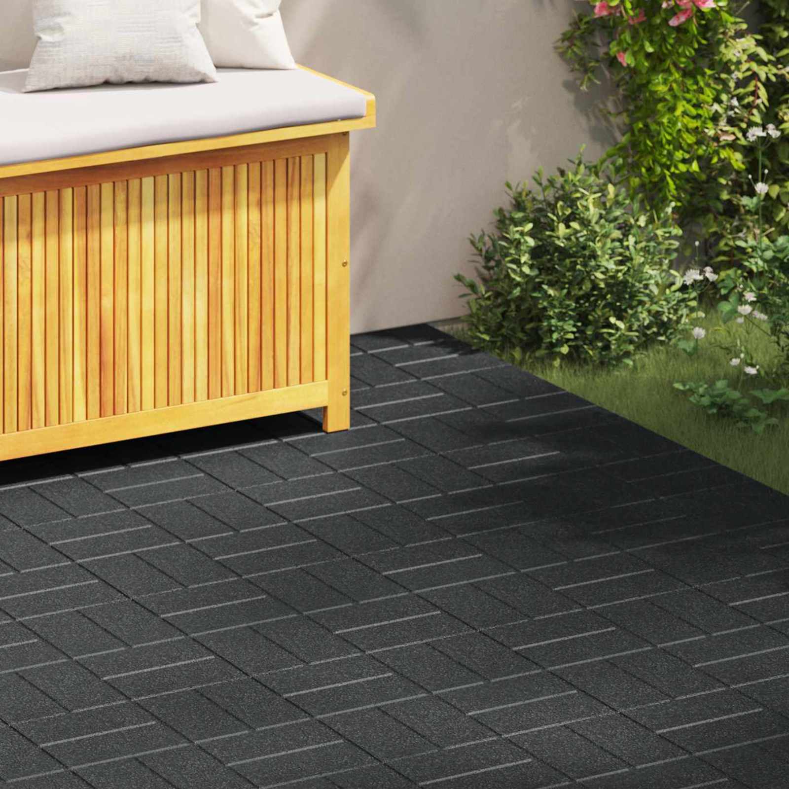 Pietra da Passo 6 pcs Nero 40,5 x 40,5 x 2 cm Gomma | homemem39