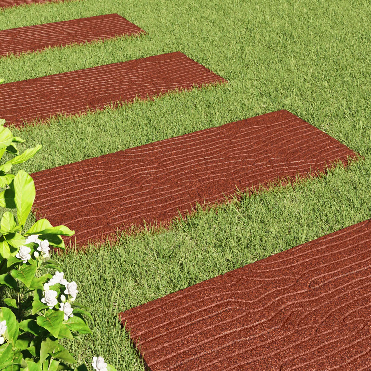 Pietra da Passo 6 pcs Rosso 60,5 x 25 x 2 cm Gomma | homemem39