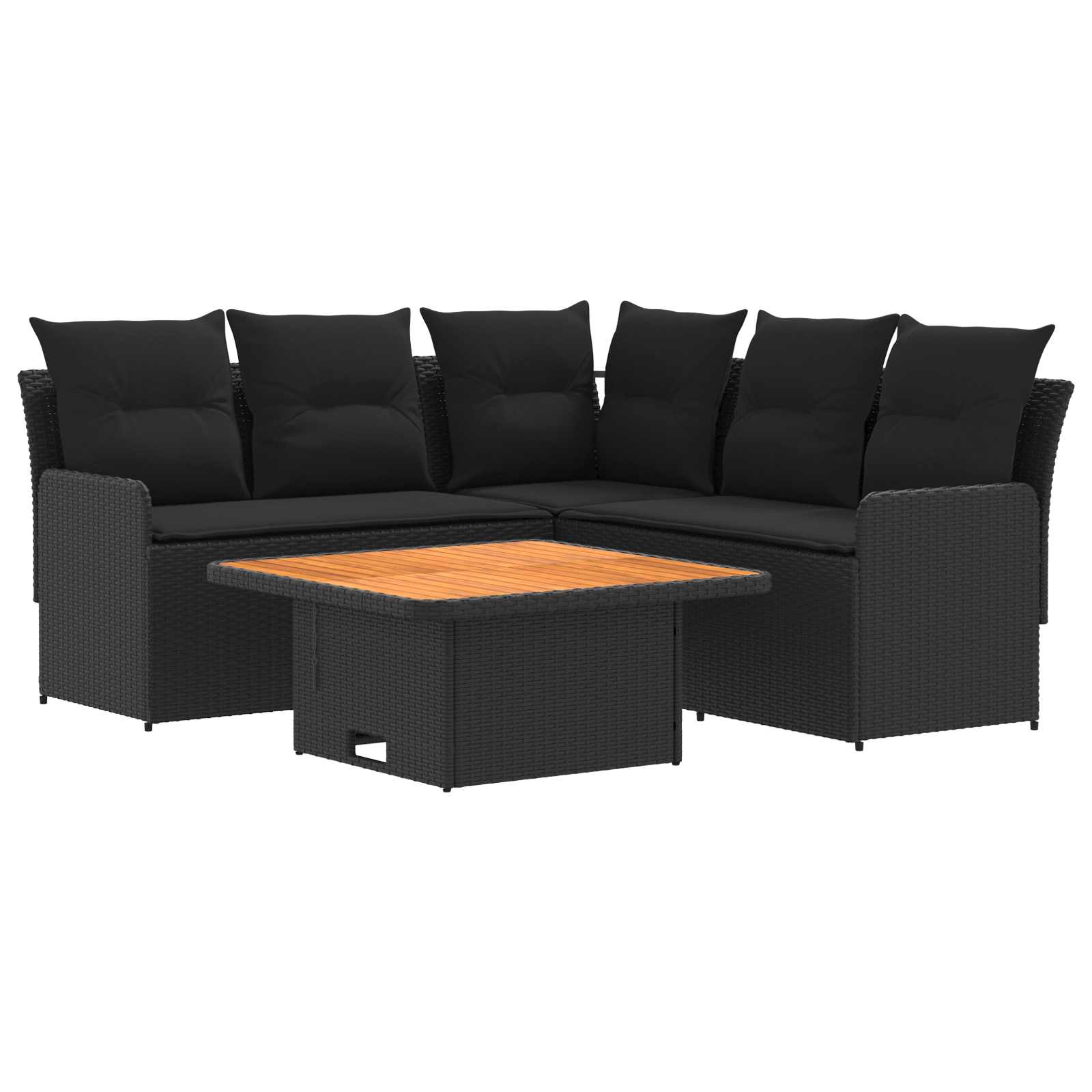Set di Mobili con cuscino 4 pcs Nero Rattan in PE | homemem39