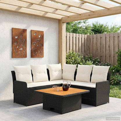 Set di Mobili con cuscino 4 pcs Nero e Crema Rattan in PE | homemem39