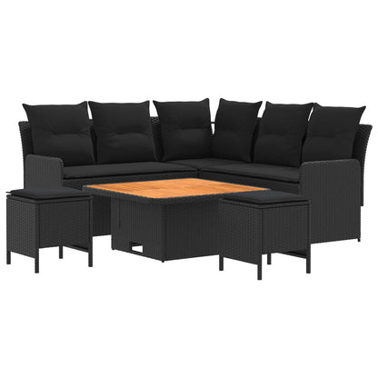 Set di Mobili con cuscino 6 pcs Nero Rattan in PE | homemem39
