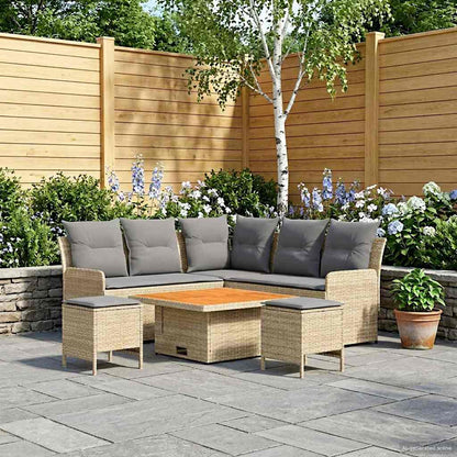 Set di Mobili 6 pcs Beige e Grigio Chiaro Rattan in PE | homemem39