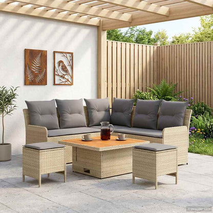 Set di Mobili 6 pcs Beige e Grigio Chiaro Rattan in PE | homemem39