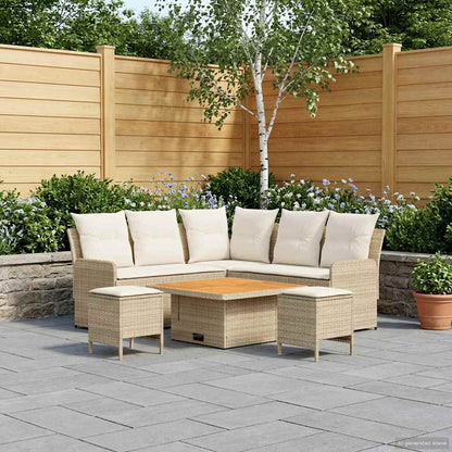 Set di Mobili con cuscino 6 pcs Beige e Crema Rattan in PE | homemem39