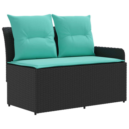 Set di Mobili con cuscino 6 pcs Nero e Turchese Rattan in PE | homemem39