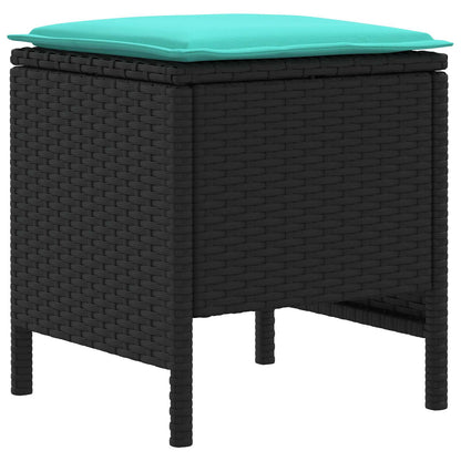 Set di Mobili con cuscino 6 pcs Nero e Turchese Rattan in PE | homemem39