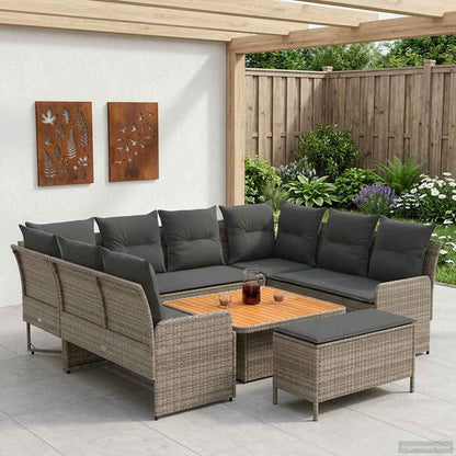 Set di Mobili 7 pcs Grigio e Grigio Scuro Rattan in PE | homemem39