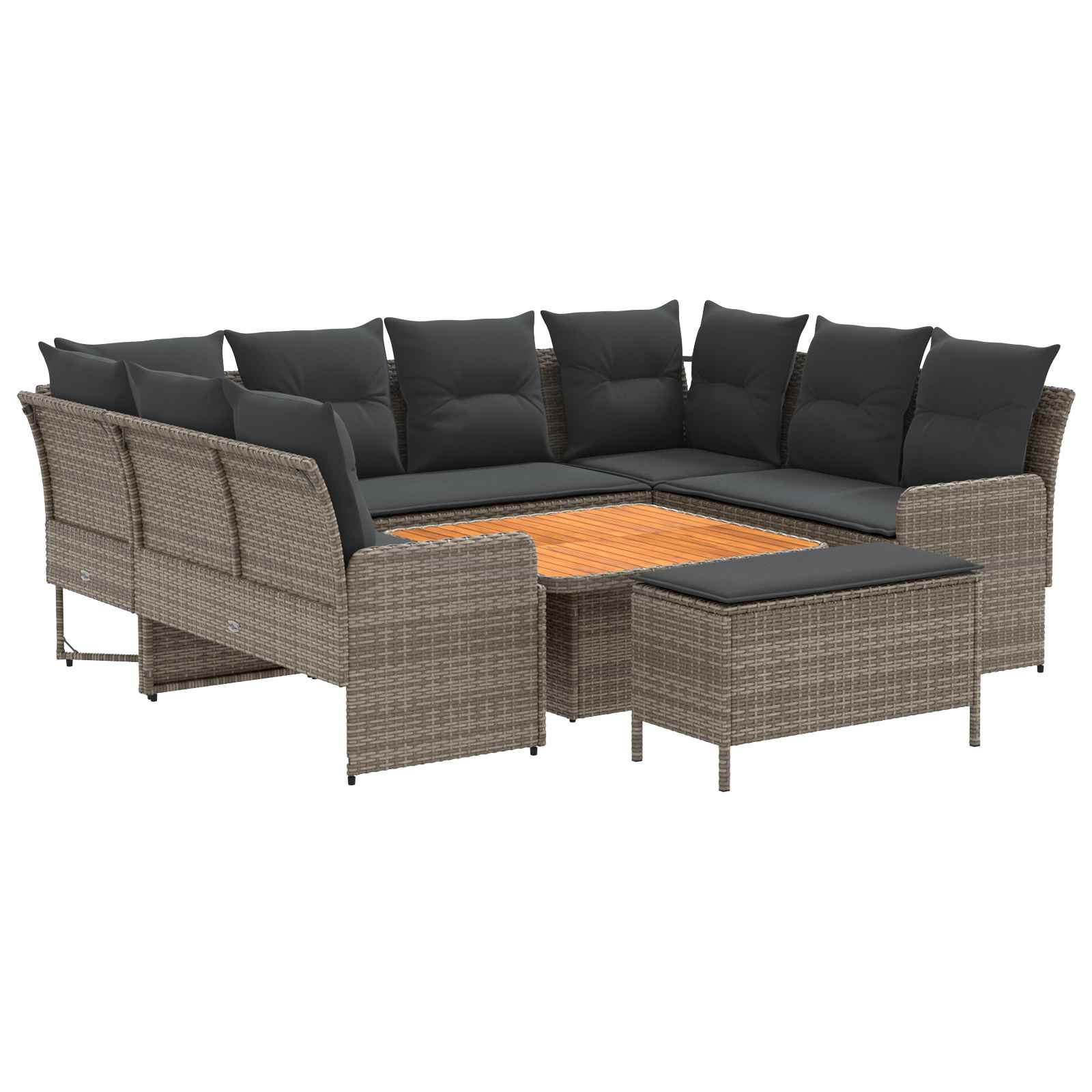 Set di Mobili 7 pcs Grigio e Grigio Scuro Rattan in PE | homemem39