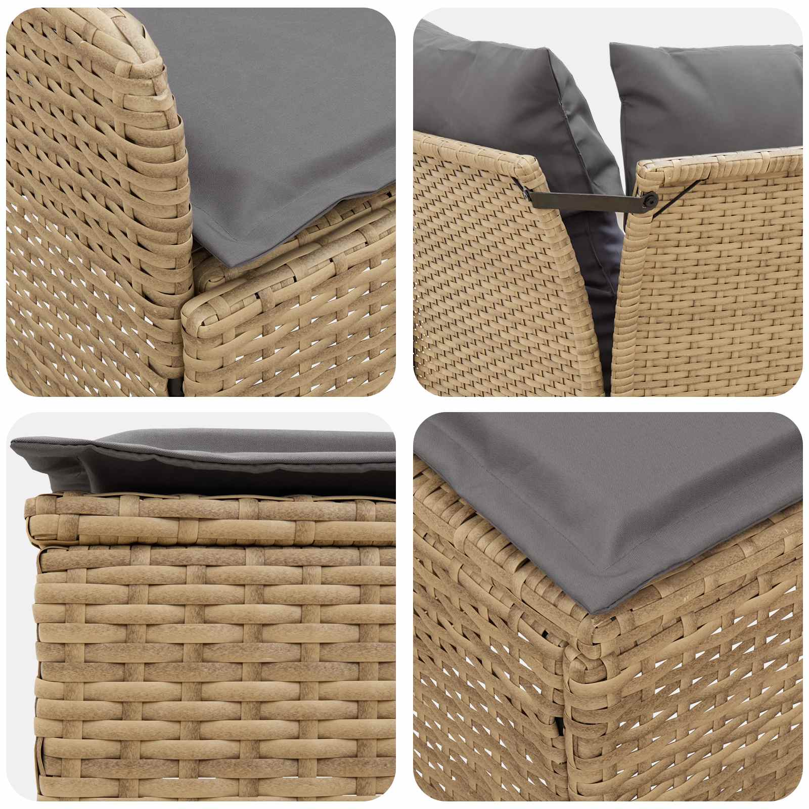 Set di Mobili 7 pcs Beige e Grigio Chiaro Rattan in PE | homemem39