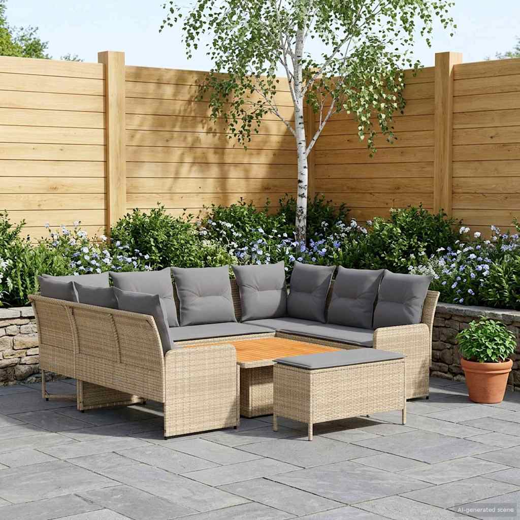 Set di Mobili 7 pcs Beige e Grigio Chiaro Rattan in PE | homemem39
