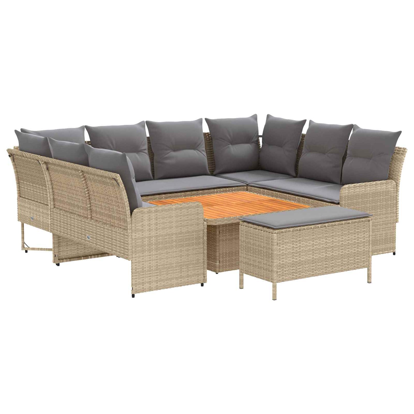 Set di Mobili 7 pcs Beige e Grigio Chiaro Rattan in PE | homemem39