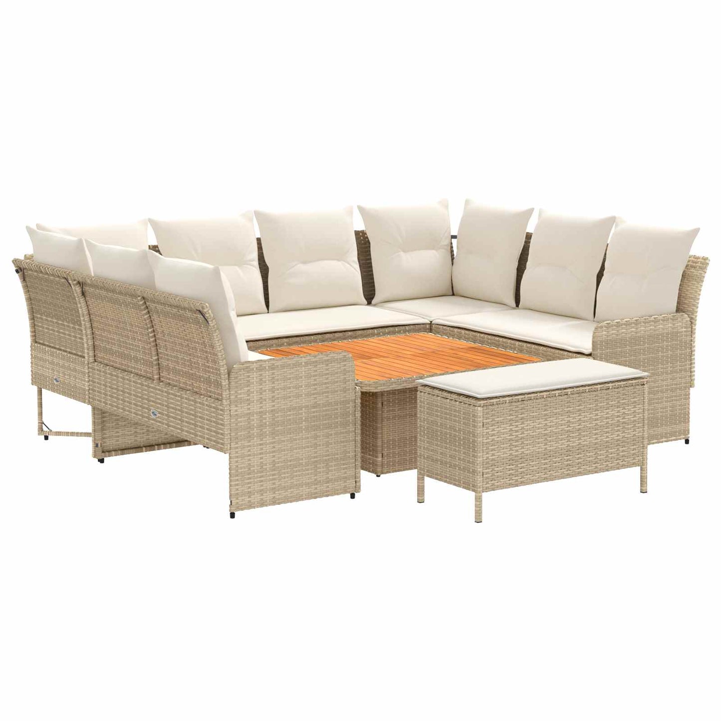 Set di Mobili con cuscino 7 pcs Beige e Crema Rattan in PE | homemem39