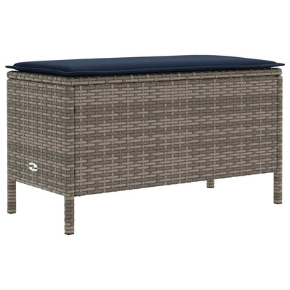 Set di Mobili con cuscino 7 pcs Grigio e Blu Navy Rattan in PE | homemem39
