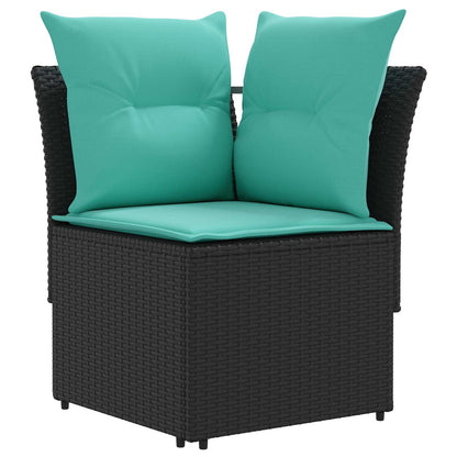 Set di Mobili con cuscino 7 pcs Nero e Turchese Rattan in PE | homemem39