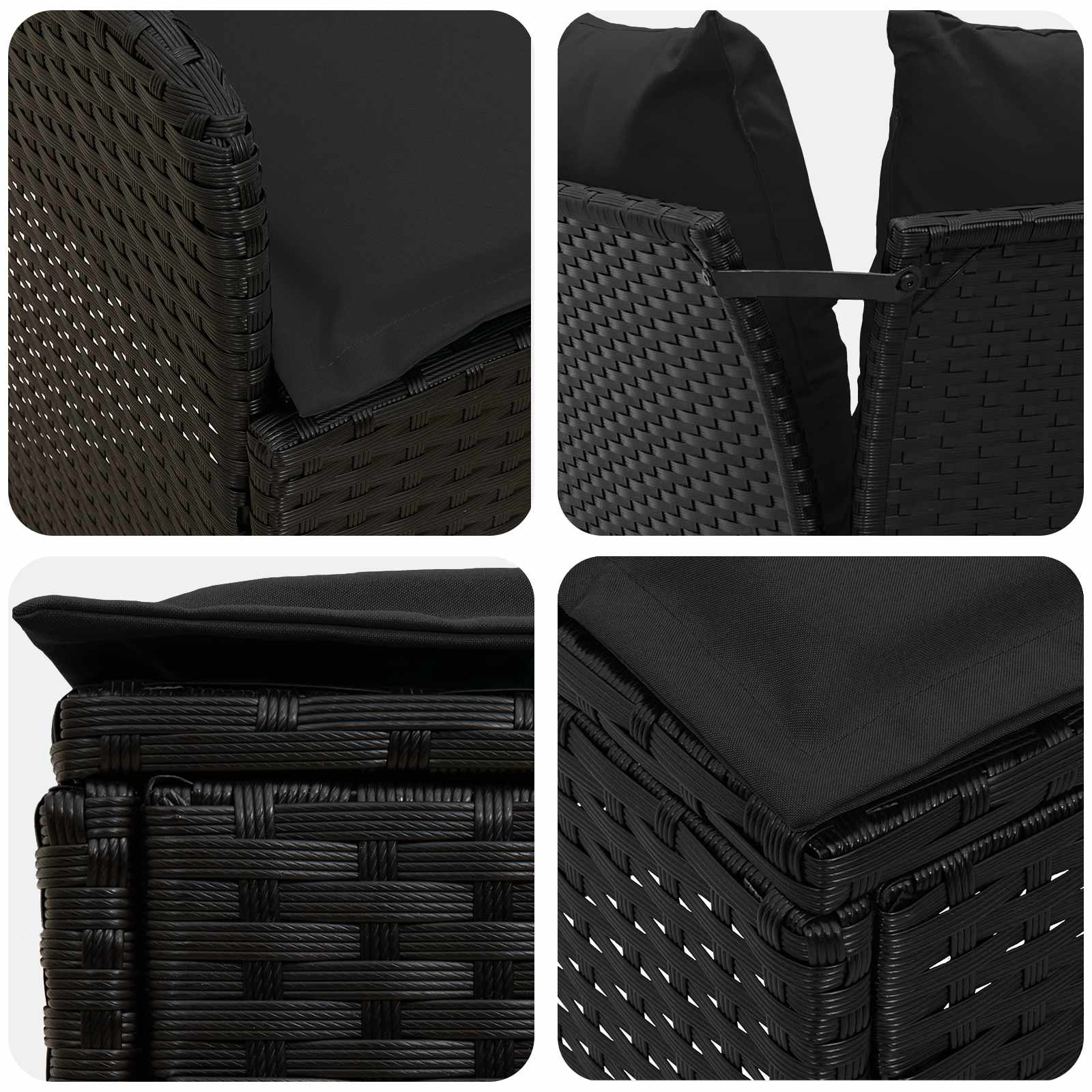 Set di Mobili con cuscino 8 pcs Nero Rattan in PE | homemem39