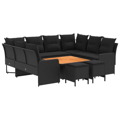 Set di Mobili con cuscino 8 pcs Nero Rattan in PE | homemem39