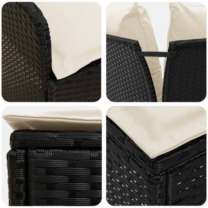 Set di Mobili con cuscino 8 pcs Nero e Crema Rattan in PE | homemem39