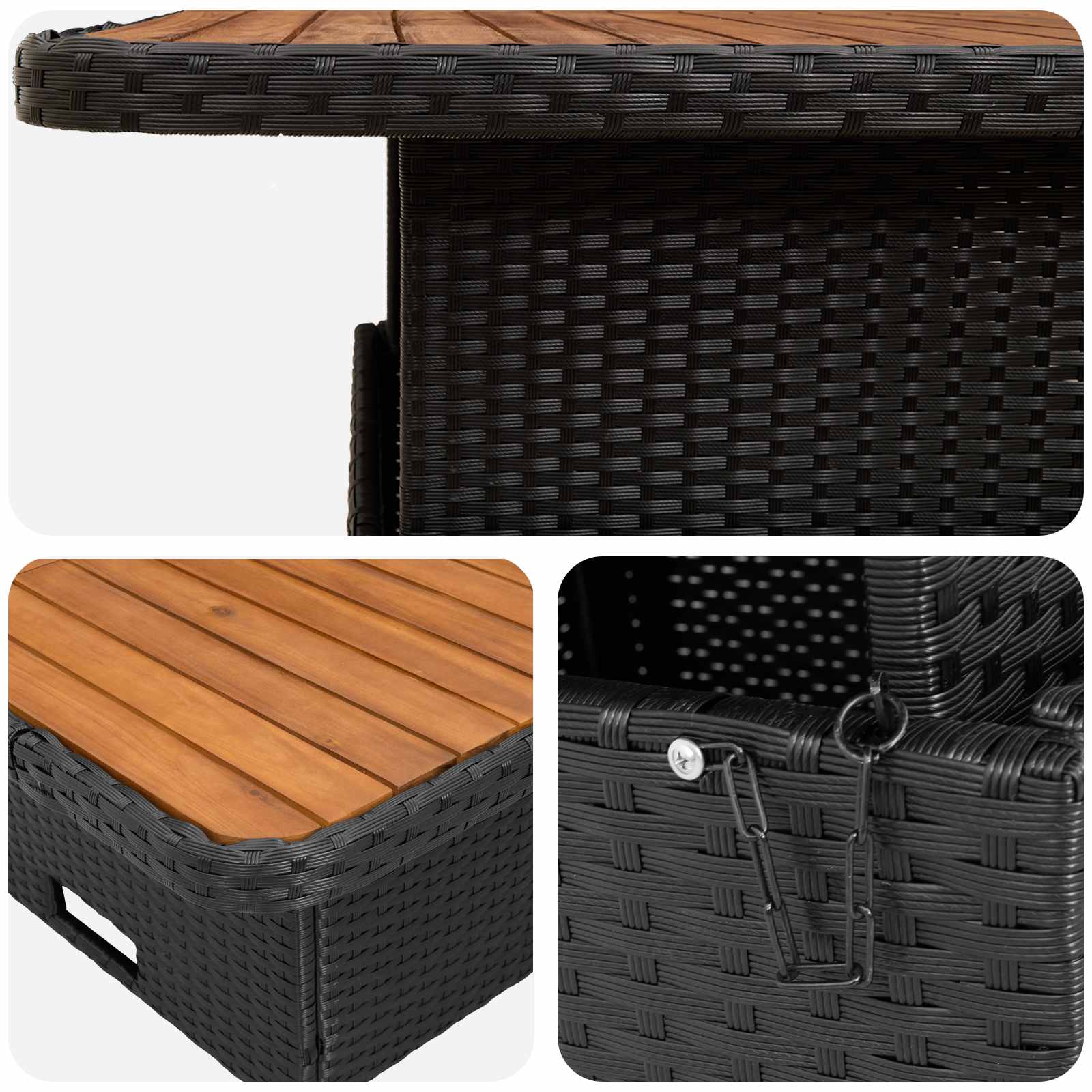 Set di Mobili con cuscino 8 pcs Nero e Crema Rattan in PE | homemem39