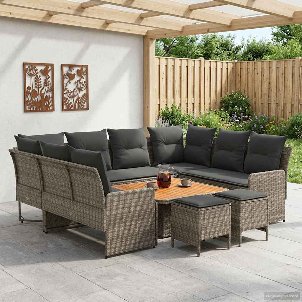 Set di Mobili 8 pcs Grigio e Grigio Scuro Rattan in PE | homemem39