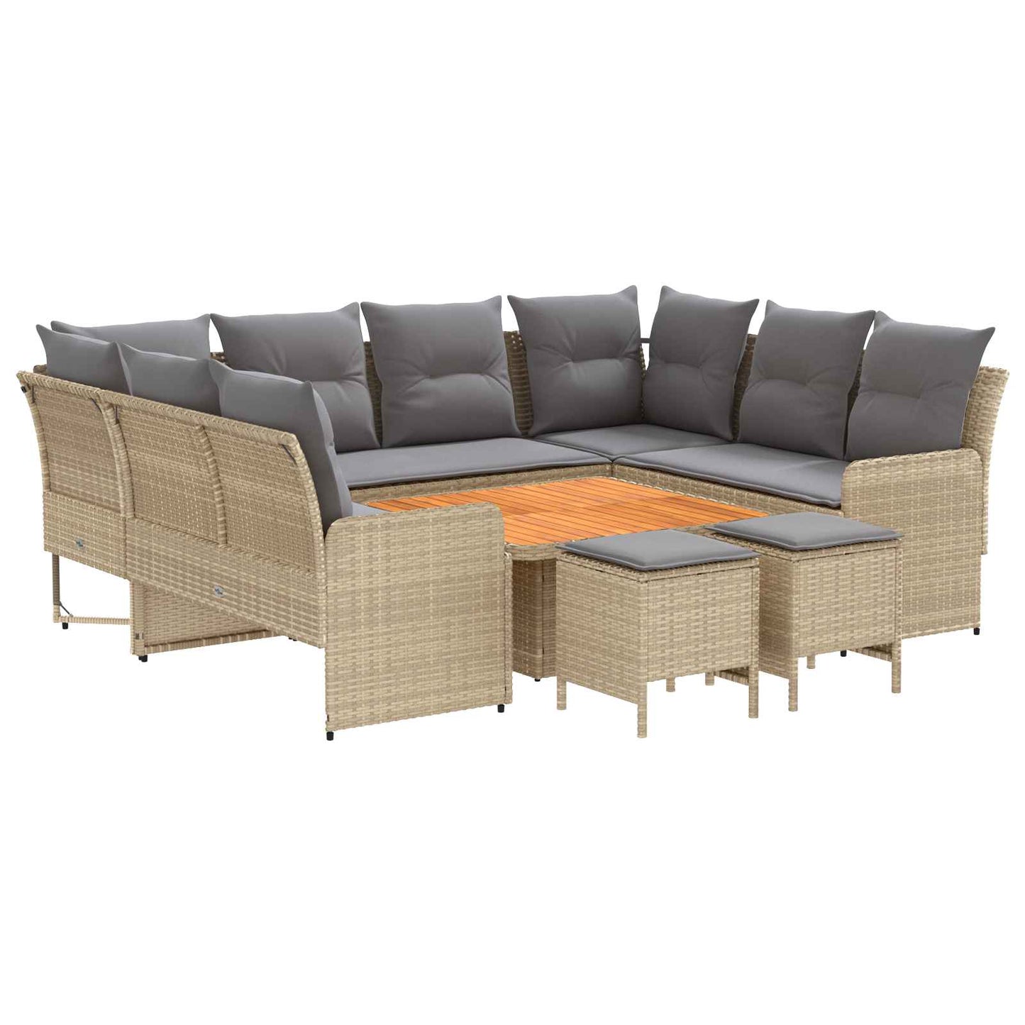Set di Mobili 8 pcs Beige e Grigio Chiaro Rattan in PE