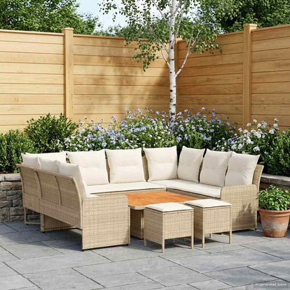 Set di Mobili con cuscino 8 pcs Beige e Crema Rattan in PE | homemem39
