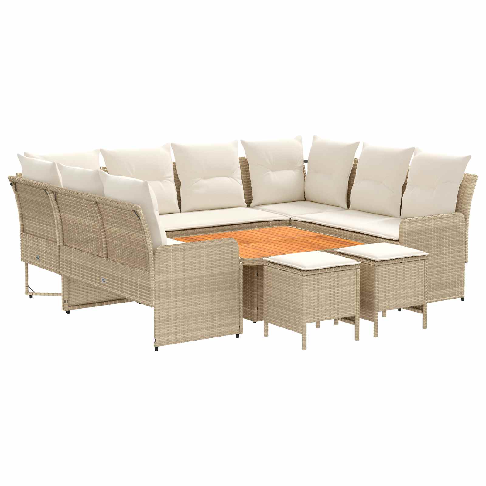 Set di Mobili con cuscino 8 pcs Beige e Crema Rattan in PE | homemem39