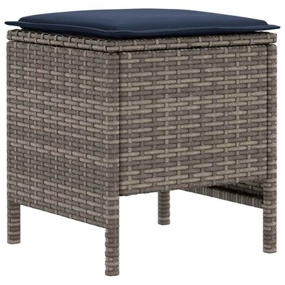 Set di Mobili con cuscino 8 pcs Grigio e Blu Navy Rattan in PE | homemem39