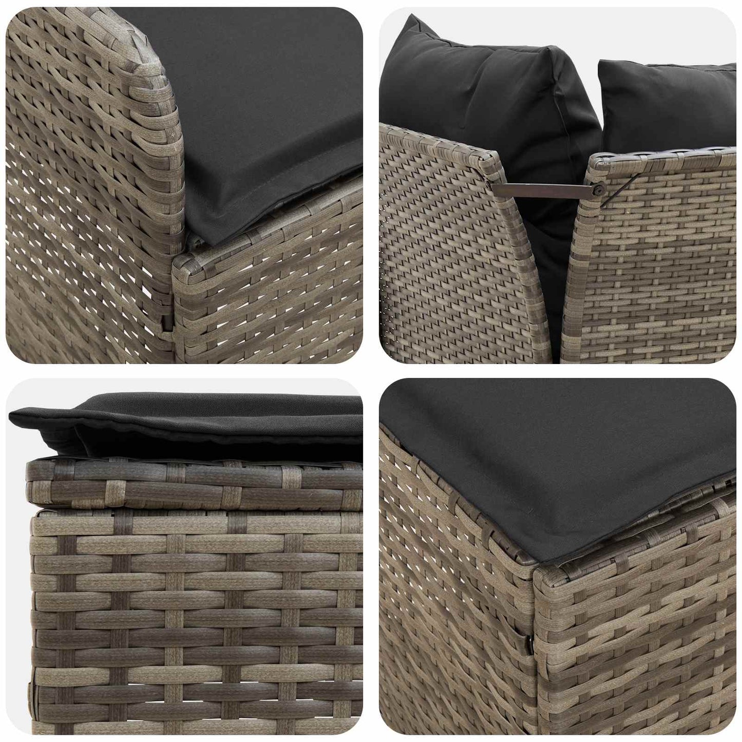 Set di Mobili 5 pcs Grigio e Grigio Scuro Rattan in PE | homemem39