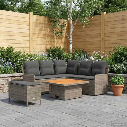 Set di Mobili 5 pcs Grigio e Grigio Scuro Rattan in PE