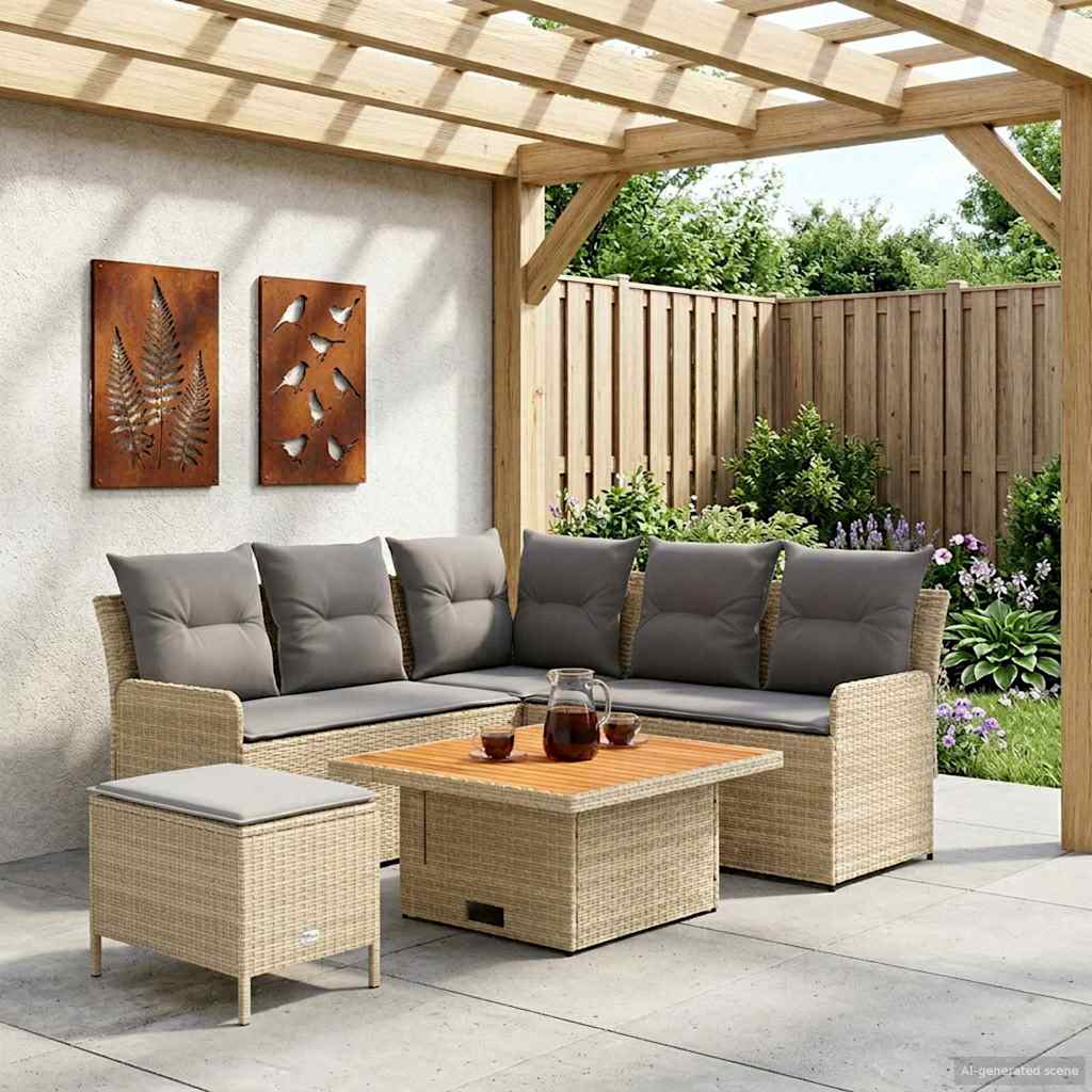 Set di Mobili 5 pcs Beige e Grigio Chiaro Rattan in PE | homemem39