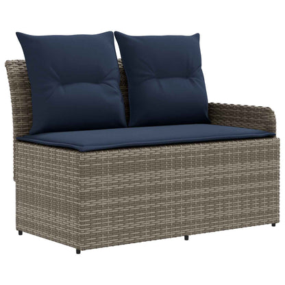 Set di Mobili con cuscino 5 pcs Grigio e Blu Navy Rattan in PE | homemem39