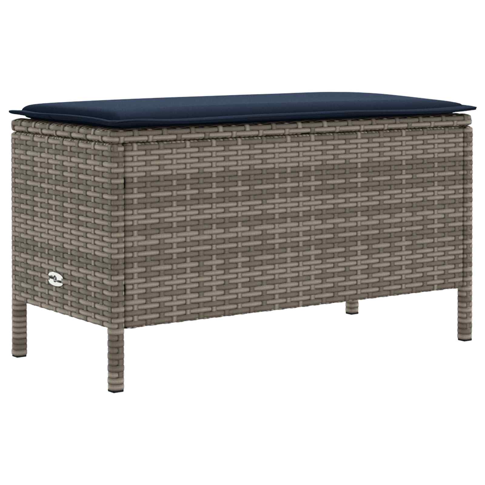 Set di Mobili con cuscino 5 pcs Grigio e Blu Navy Rattan in PE | homemem39