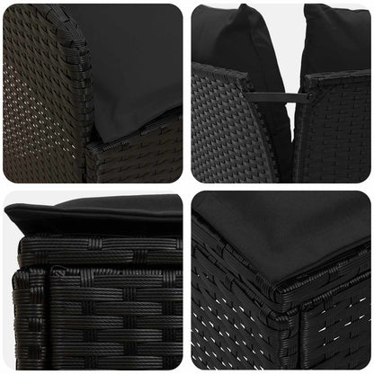 Set di Mobili con cuscino 7 pcs Nero Rattan in PE | homemem39
