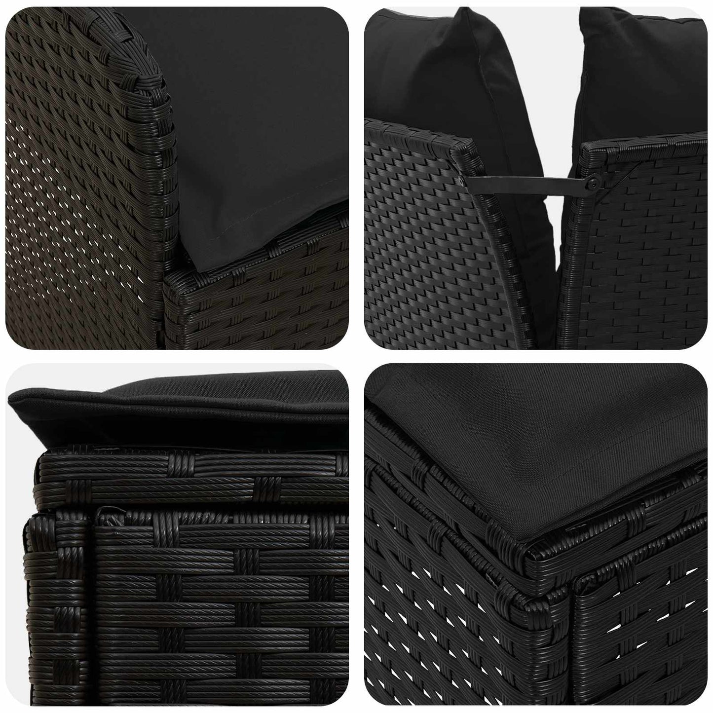 Set di Mobili 7 pz Nero Rattan in PE