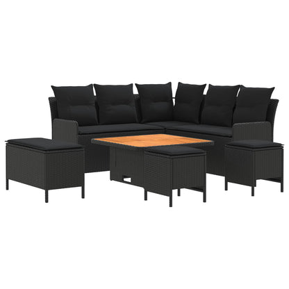 Set di Mobili con cuscino 7 pcs Nero Rattan in PE | homemem39