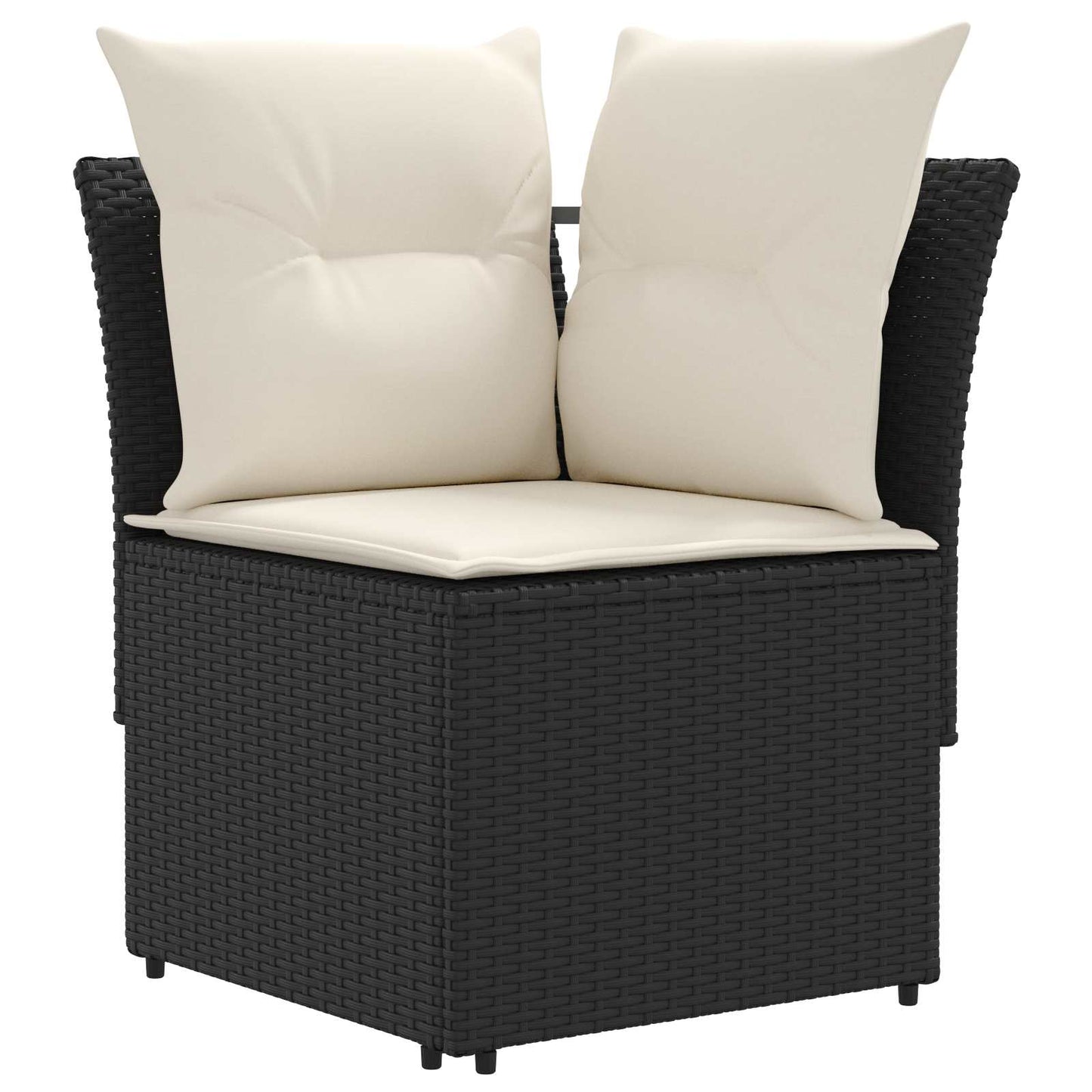 Set di Mobili con cuscino 7 pcs Nero e Crema Rattan in PE