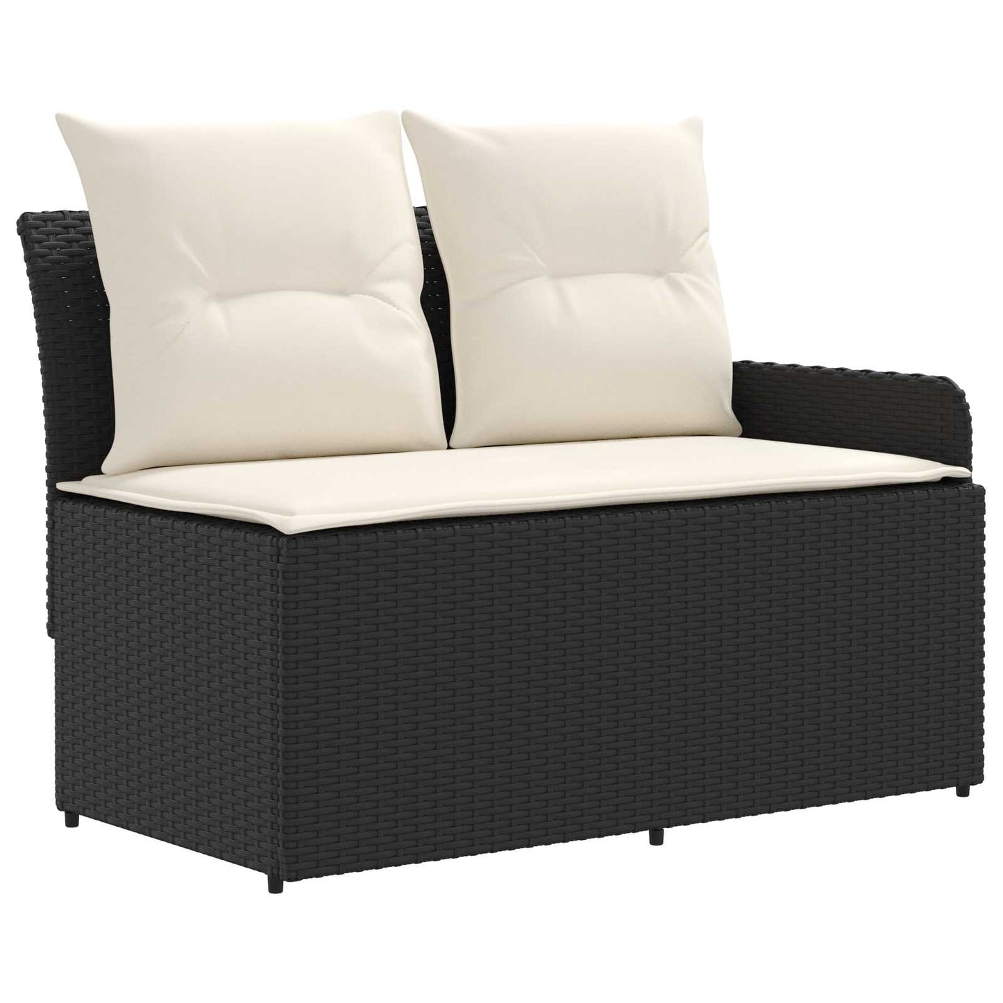 Set di Mobili con cuscino 7 pcs Nero e Crema Rattan in PE