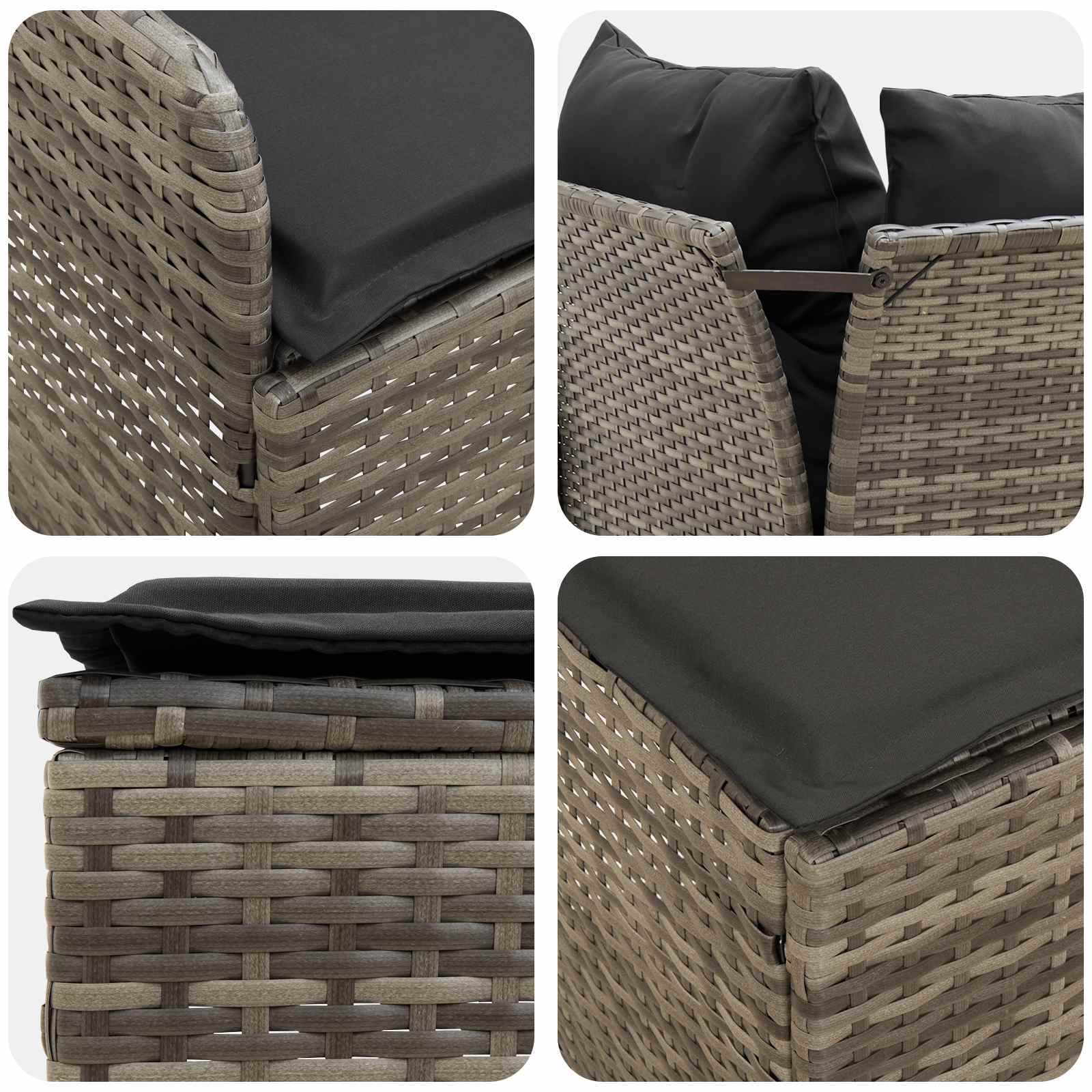 Set di Mobili 7 pcs Grigio e Grigio Scuro Rattan in PE | homemem39