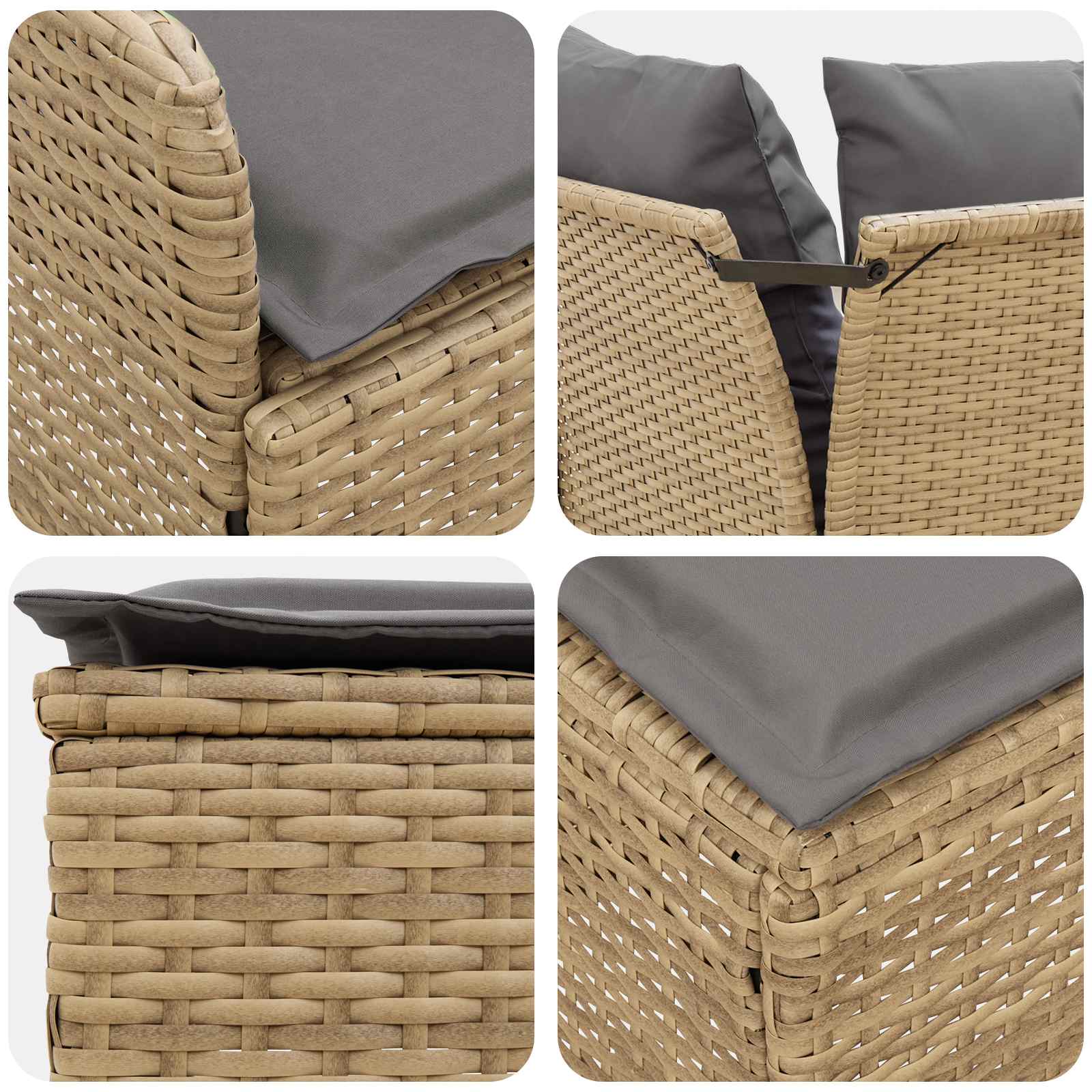 Set di Mobili 7 pcs Beige e Grigio Chiaro Rattan in PE | homemem39