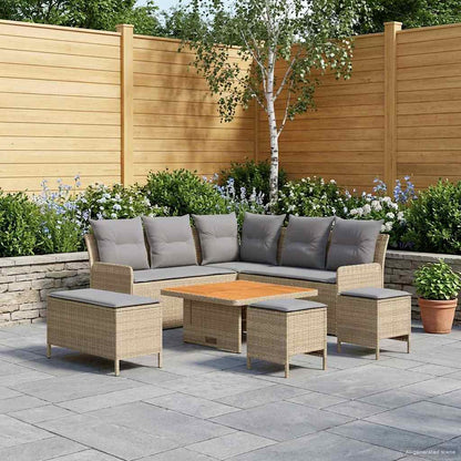 Set di Mobili 7 pcs Beige e Grigio Chiaro Rattan in PE | homemem39