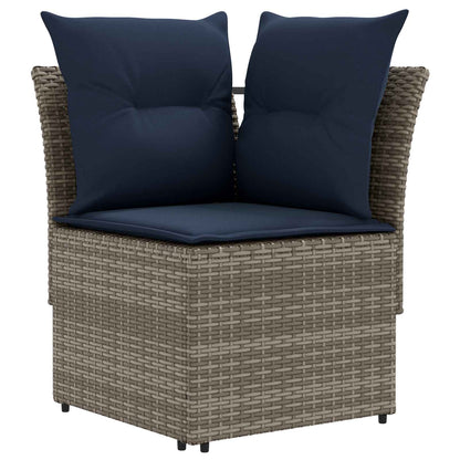 Set di Mobili con cuscino 7 pcs Grigio e Blu Navy Rattan in PE | homemem39