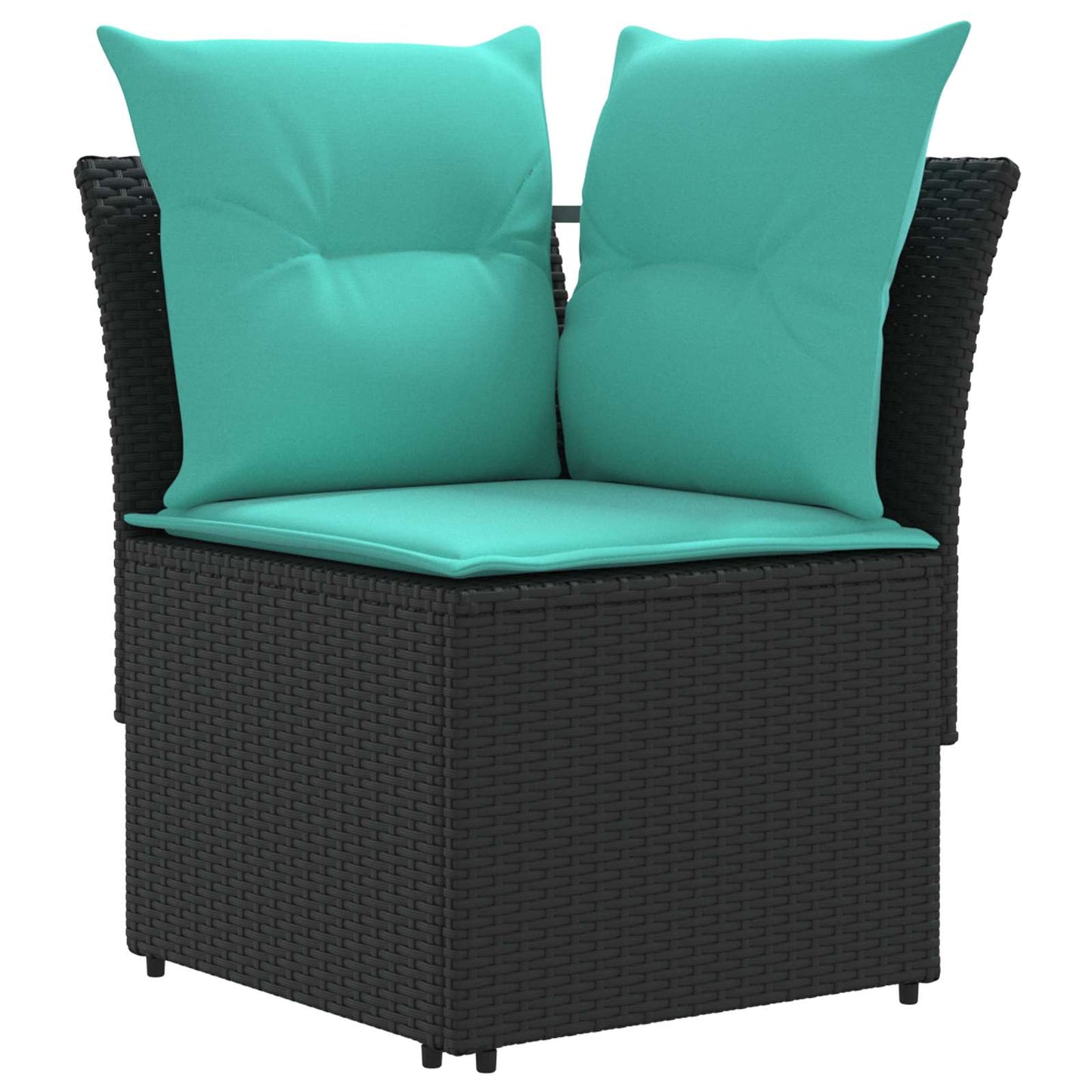 Set di Mobili con cuscino 7 pcs Nero e Turchese Rattan in PE | homemem39